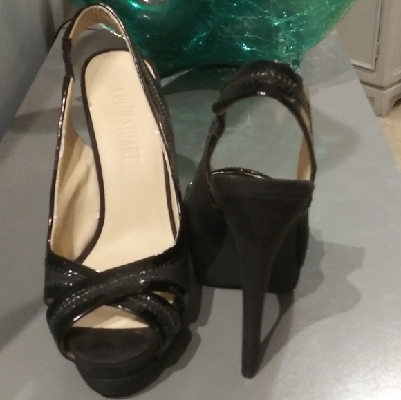 Colin Stuart Black Suede & Patent Leather Sling Heels | Size 6 - Picture 9 of 12